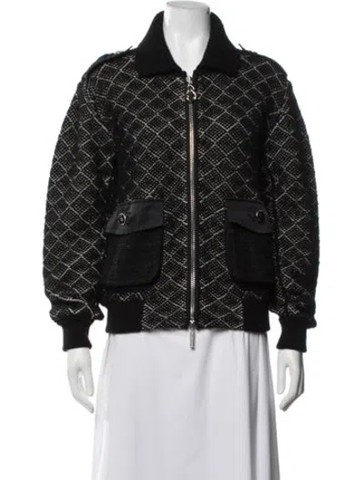 Pre-owned Chanel 2025 Cashmere Bomber Jacket W/ Tags In Black