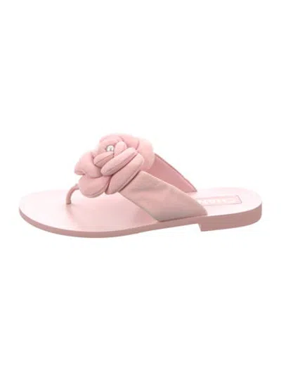 Pre-owned Chanel 2025 Interlocking Cc Logo Flip Flops In Pink