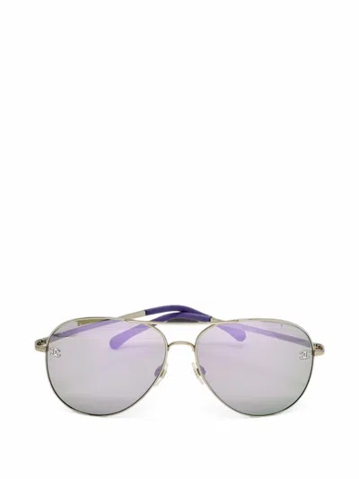 Pre-owned Chanel 4189 T Q Pilot Sunglasses In Silver