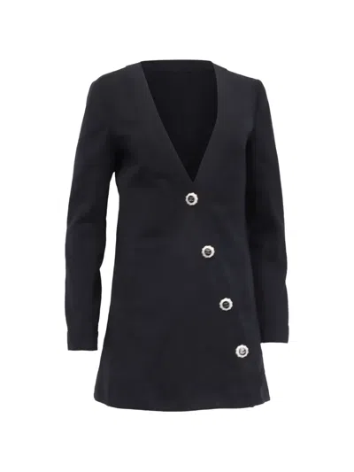 Pre-owned Chanel Asymmetric Cc Logo-button Jacket In Black