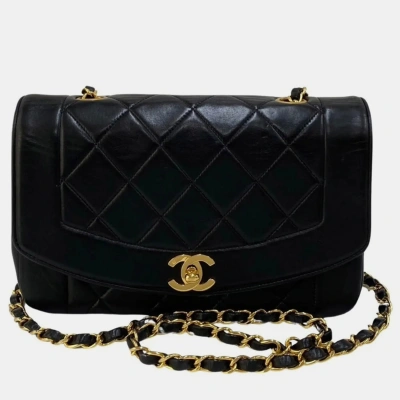 Pre-owned Chanel Black Diana Flap Lambskin Shoulder Bag