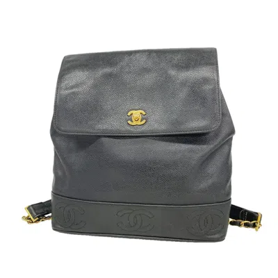 Pre-owned Chanel Black Grained Calfskin Backpack ()