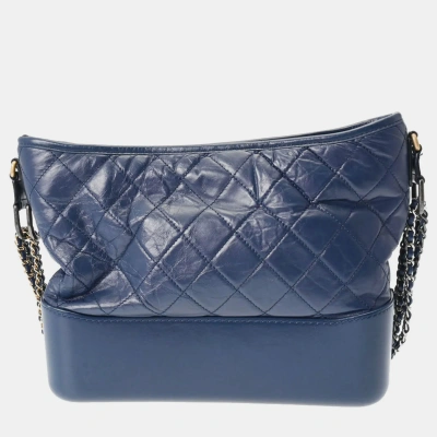 Pre-owned Chanel Blue Leather Large Gabrielle Hobo Bag