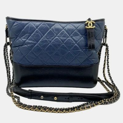 Pre-owned Chanel Blue/black Quilted Leather Gabrielle Shoulder Bag