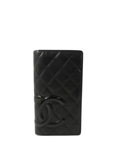 Pre-owned Chanel Cambon Cc Long Wallet In Black