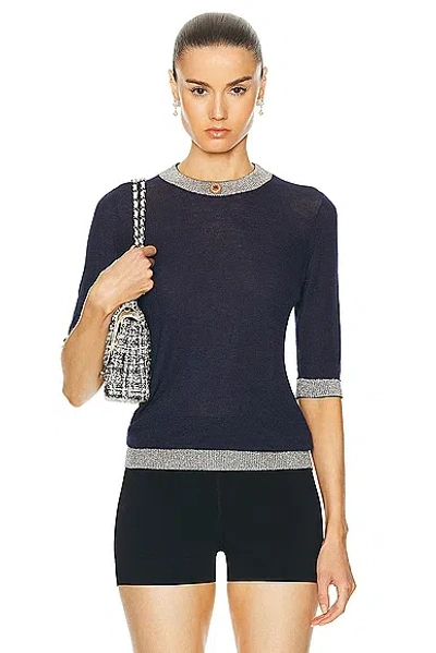 Pre-owned Chanel Cashmere Knit Top In Navy