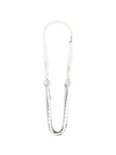 Pre-owned Chanel Cc Faux-pearl Necklace In White