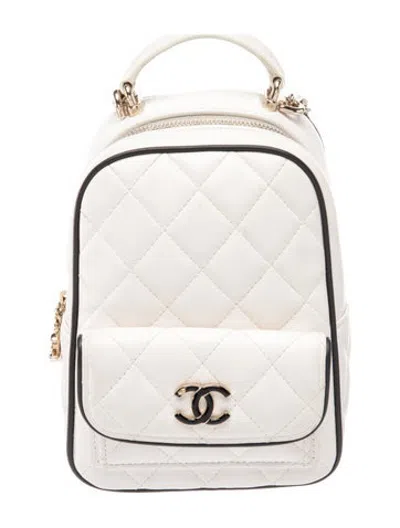 Pre-owned Chanel Cc Mini Classic Backpack In White