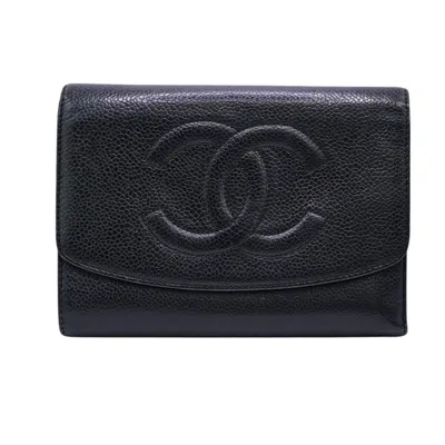 Pre-owned Chanel Cc Pony-style Calfskin Wallet () In Black