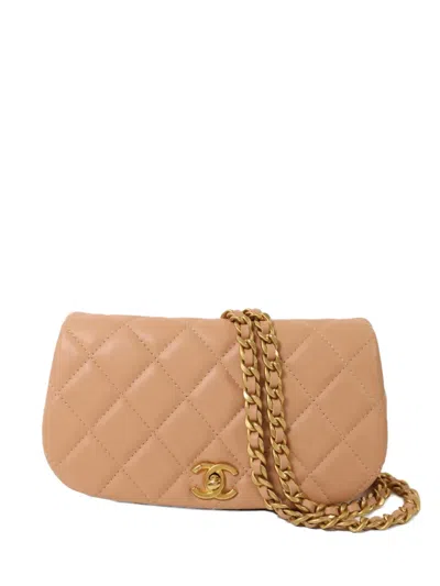 Chanel Cc Turn-lock Quilted Shoulder Bag In Neutral