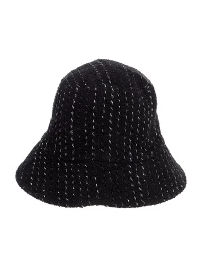 Pre-owned Chanel Cc Tweed Bucket Hat W/tags In Black/white
