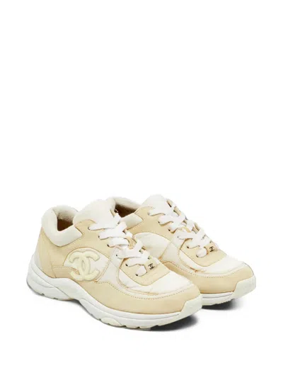 Pre-owned Chanel Cc Two-tone Sneakers In Neutrals