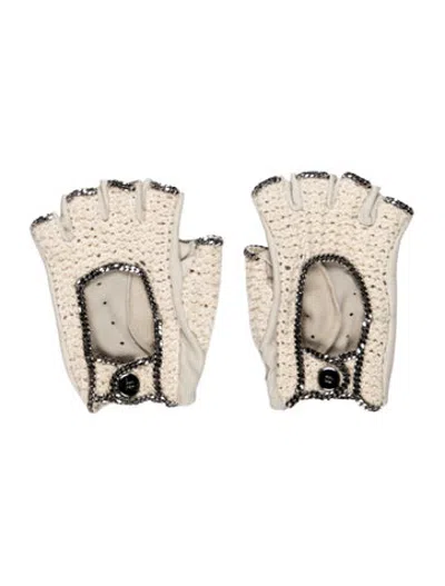 Pre-owned Chanel Chain Link Fingerless Gloves In Grey
