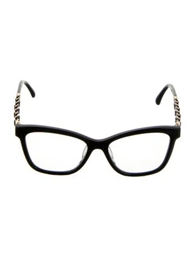 Pre-owned Chanel Chain-link Accent Cat-eye Eyeglasses In Black