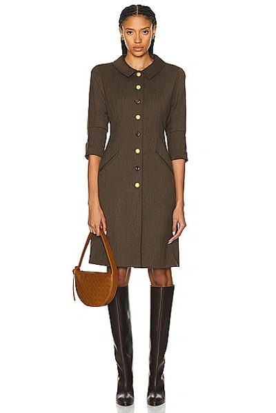 Pre-owned Chanel Coco Button Dress In Khaki