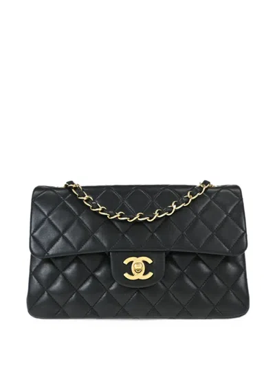 Pre-owned Chanel Double Flap Diamond-quilted Shoulder Bag In Black