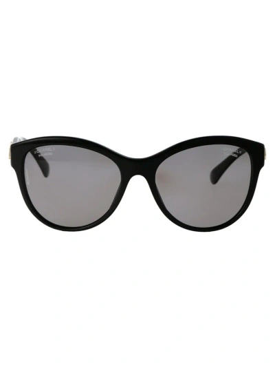 Pre-owned Chanel Eyewear Pantos Frame Sunglasses In Black