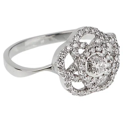 Pre-owned Chanel Fil De Camelia Diamond Ring 18k White Gold Sz 5