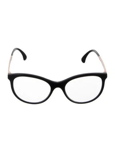 Pre-owned Chanel Interlocking Cc Logo Cat-eye Eyeglasses In Black