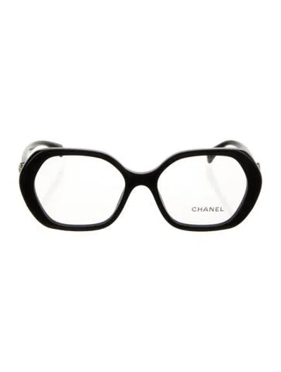 Pre-owned Chanel Interlocking Cc Logo Oversize Eyeglasses In Black/gold
