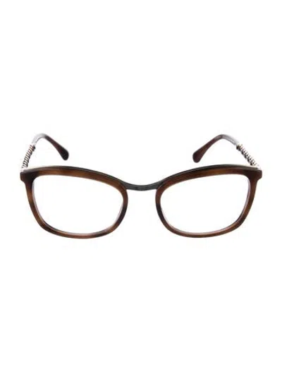 Pre-owned Chanel Interlocking Cc Logo Square Eyeglasses In Brown