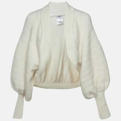 Pre-owned Chanel Ivory Mohair Knit Bolero Cardigan S