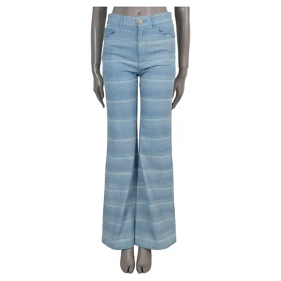Pre-owned Chanel Light Blue Cotton 26c Lake Como Striped Jeans Pants 38 S