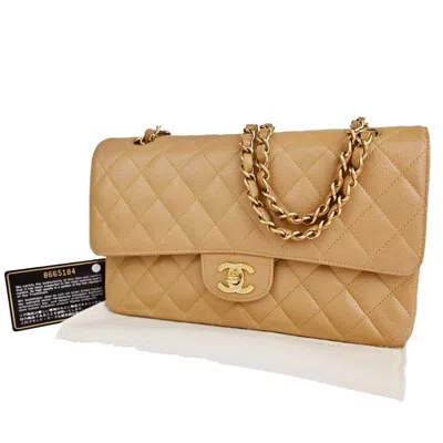 Pre-owned Chanel Matelassé Calfskin Shoulder Bag () In Beige