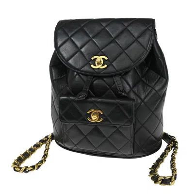 Pre-owned Chanel Matelassé Leather Backpack Bag () In Black