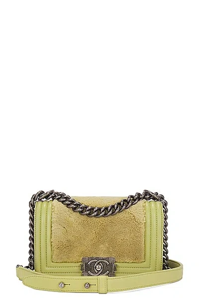 Pre-owned Chanel Mini Boy Chain Shoulder Bag In Green