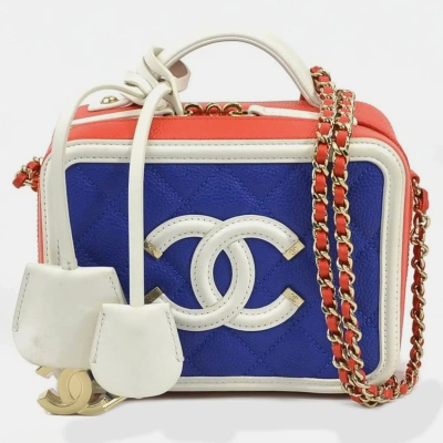 Pre-owned Chanel Multicolor Leather Cc Filigree Vanity Case