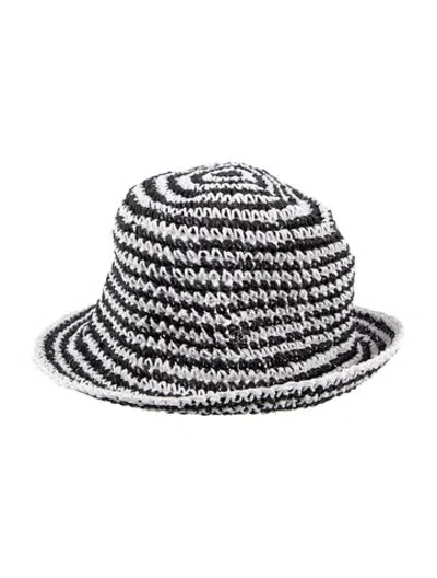 Pre-owned Chanel Patterned Crochet Hat In Black/white