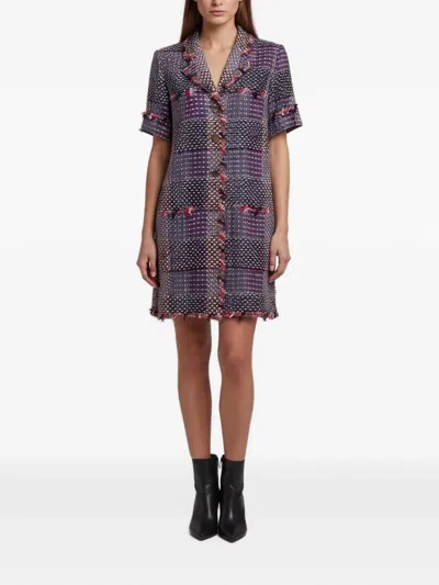 Pre-owned Chanel Patterned Mini Dress In Purple