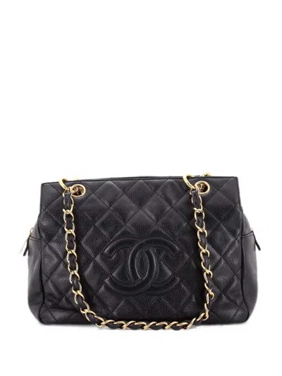 Pre-owned Chanel Petite Timeless Quilted Caviar Tote Bag In Black