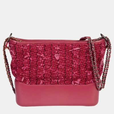 Pre-owned Chanel Pink Tweed And Leather Small Gabrielle Shoulder Bags