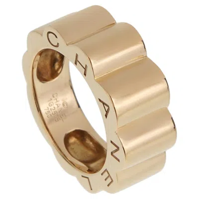 Pre-owned Chanel Profil De Camelia Large 18k Yellow Gold Ring Sz 7 1/4