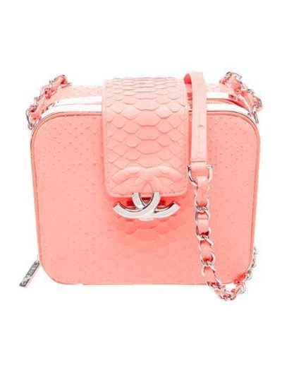 Pre-owned Chanel Python Cc Box Camera Bag In Gold