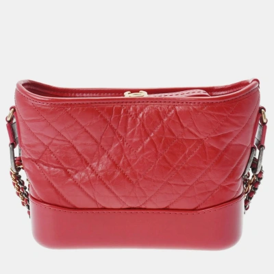 Pre-owned Chanel Red Quilted Aged Calfskin Medium Gabrielle Hobo