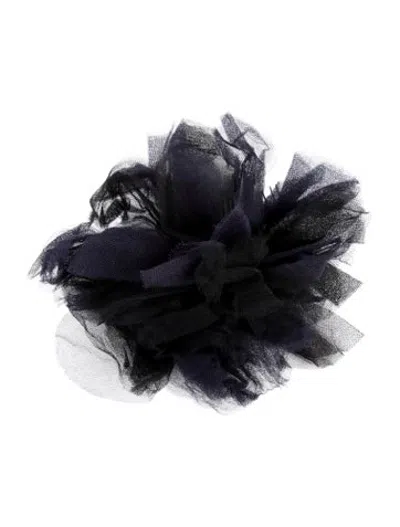 Pre-owned Chanel Ruffled Hair Clip In Black/blue