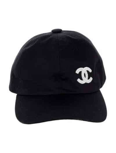 Pre-owned Chanel Sequin Cc Baseball Cap In Black