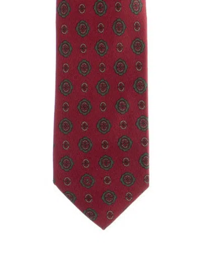 Pre-owned Chanel Silk Pattern Print Neck Tie In Red