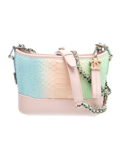 Pre-owned Chanel Small Python Gabrielle Hobo In Pink