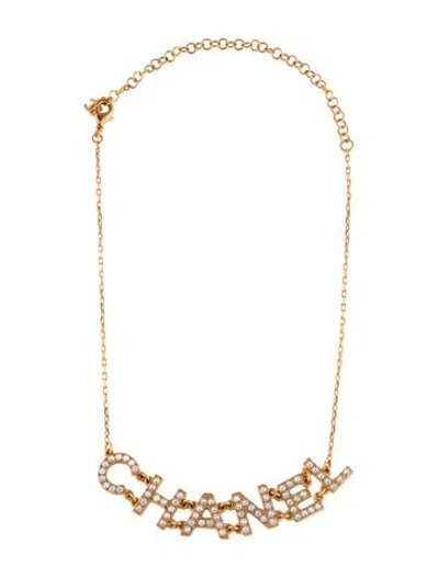 Pre-owned Chanel Strass Logo Choker Necklace, 17" In Clear