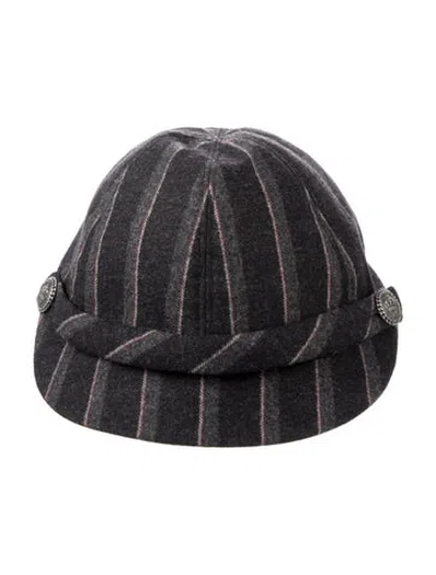 Pre-owned Chanel Striped Newsboy Cap In Grey