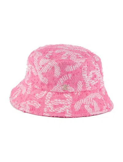 Pre-owned Chanel Tweed Cc Bucket Hat In Pink