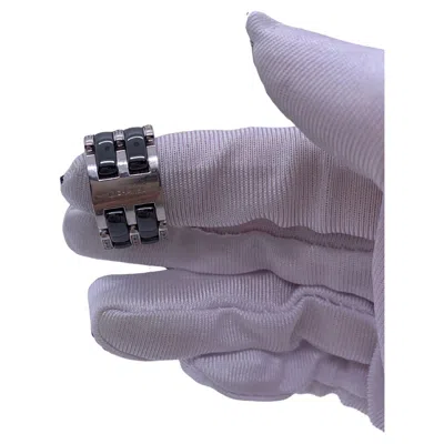 Pre-owned Chanel Ultra Ring 18k White Gold Black Ceramic With Diamonds, Size 53