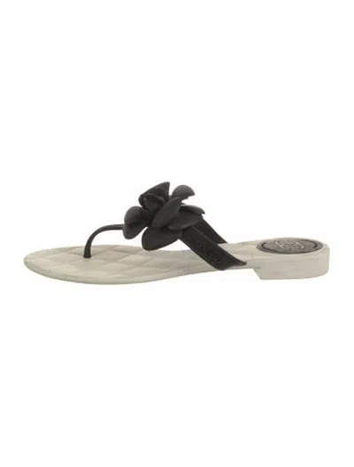 Pre-owned Chanel Vintage 2011 Flip Flops In Black/white