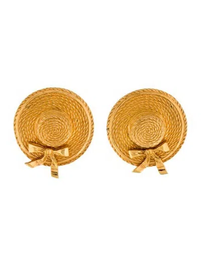 Pre-owned Chanel Vintage Sun Hat Clip-on Earrings In Multicolor