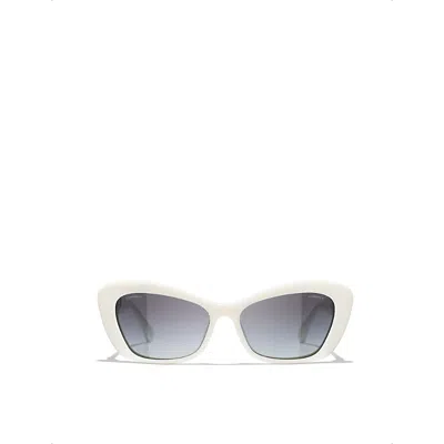 Chanel Womens White Ch5481h Butterfly-frame Acetate Sunglasses