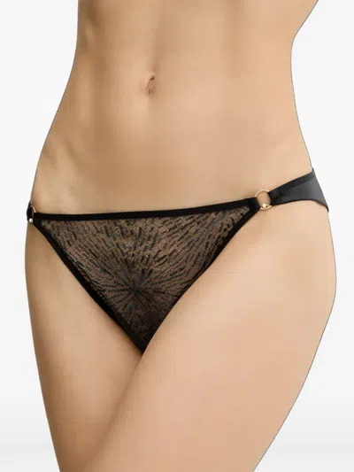 Chantelle Pearl Lace-panelled Briefs In Black
